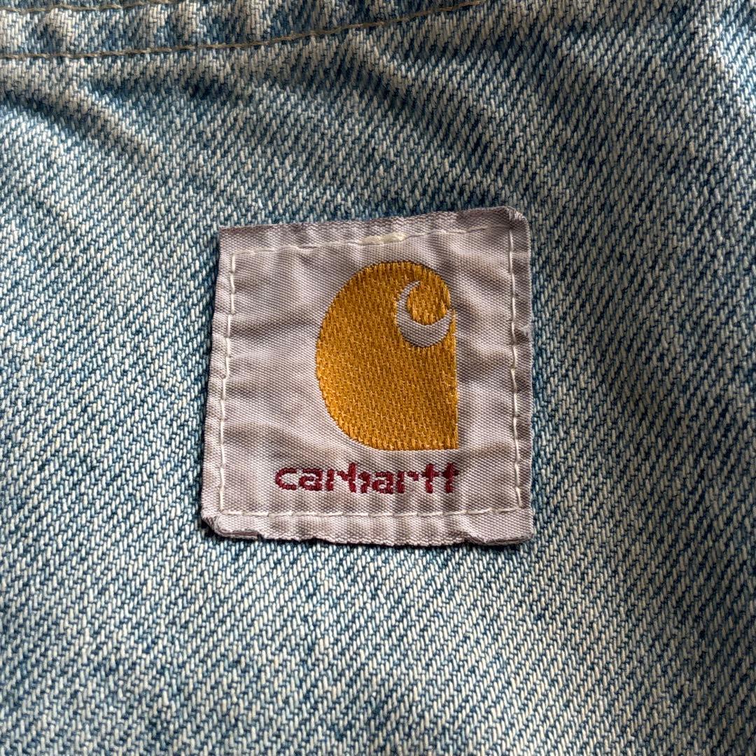 90's/USA製/carhartt【L】デニム チョアコート 襟コーデュロイ