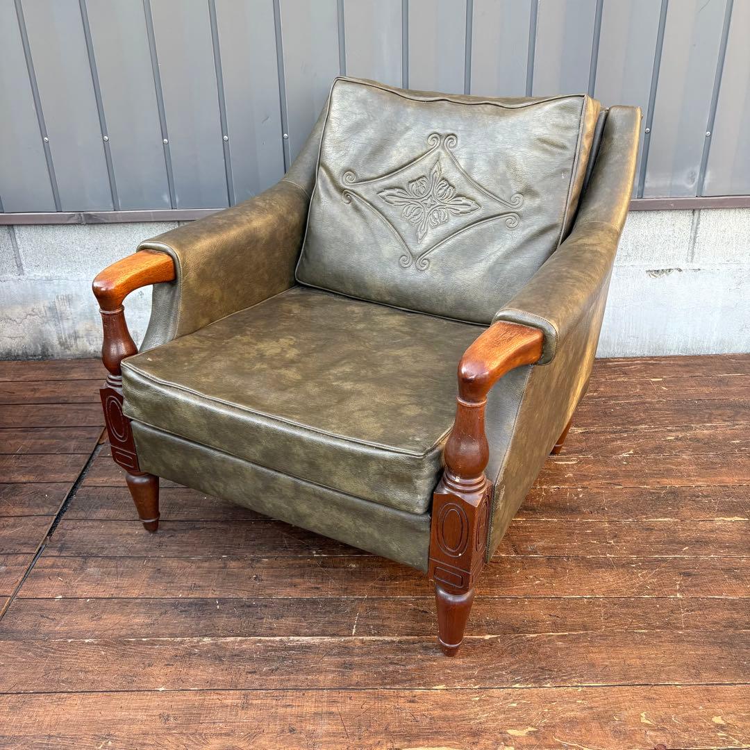 ① 昭和レトロ ヴィンテージ マルニ木工 一人掛けソファ アームチェア ラウンジ