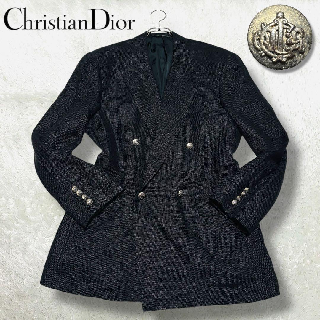 希少 90's ディオール テーラードジャケット ダブル リネン メタルボタン
