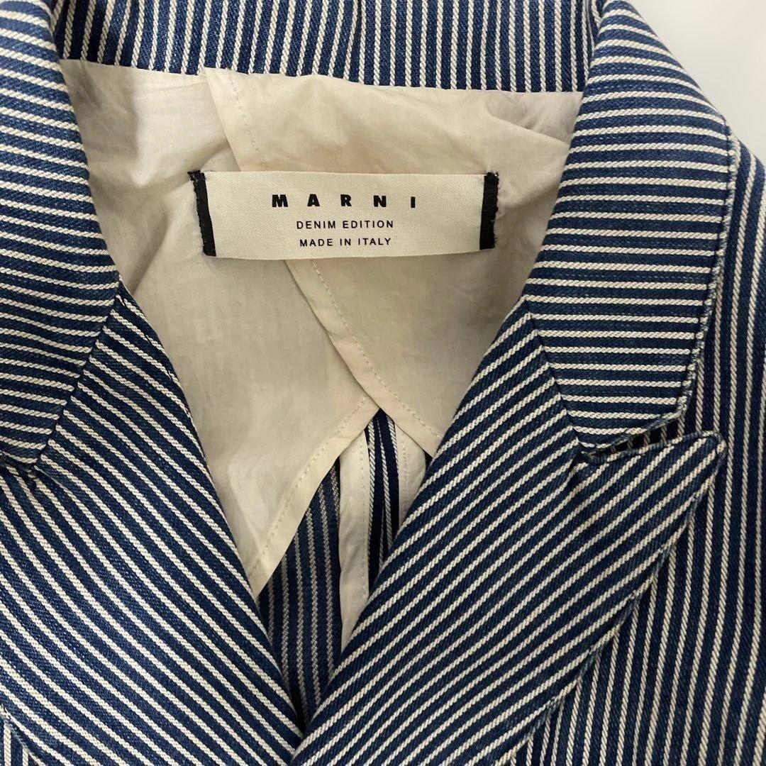 MARNI ストライプ デニム 七部袖テーラードジャケットパンツスーツ　希少
