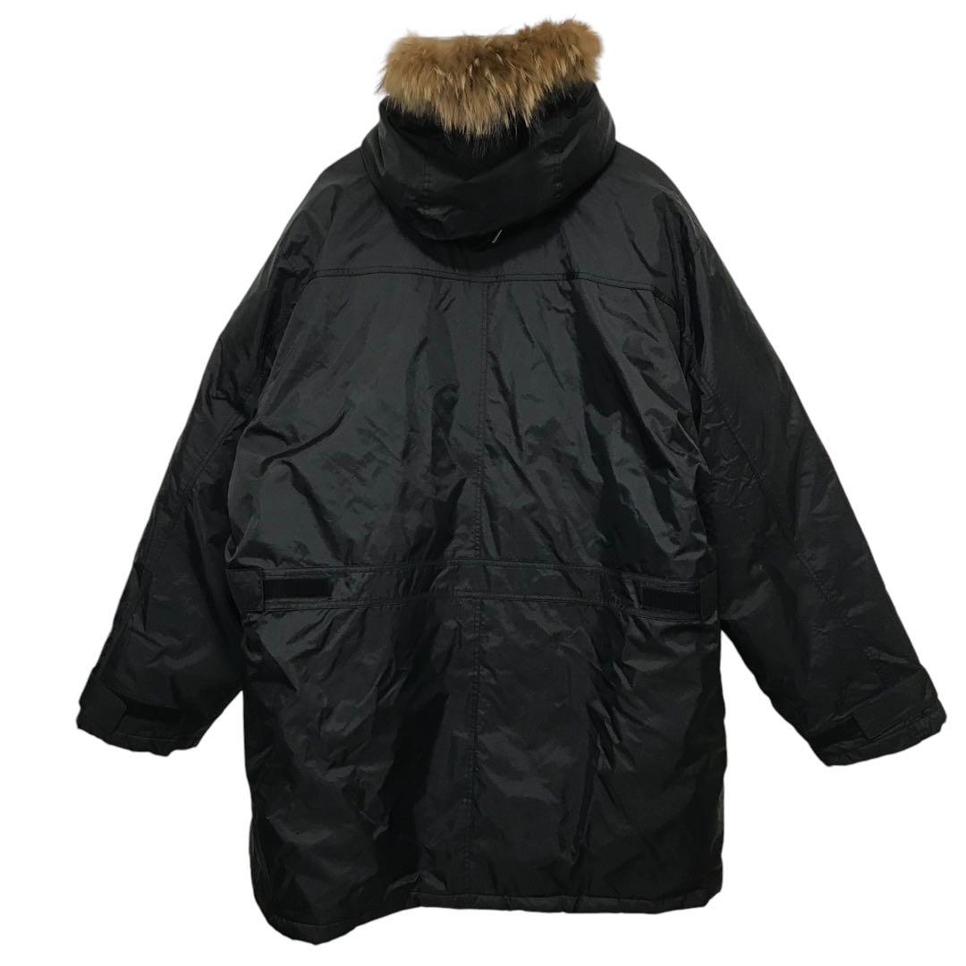 Sean John ショーンジョン　中綿モッズコート　刺繍ロゴ　ファーフード　黒