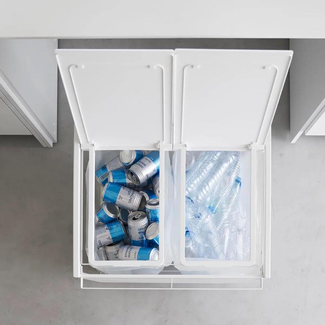 【組立済み、新品未使用】蓋付き目隠し分別ダストワゴン タワー 45L 2分別