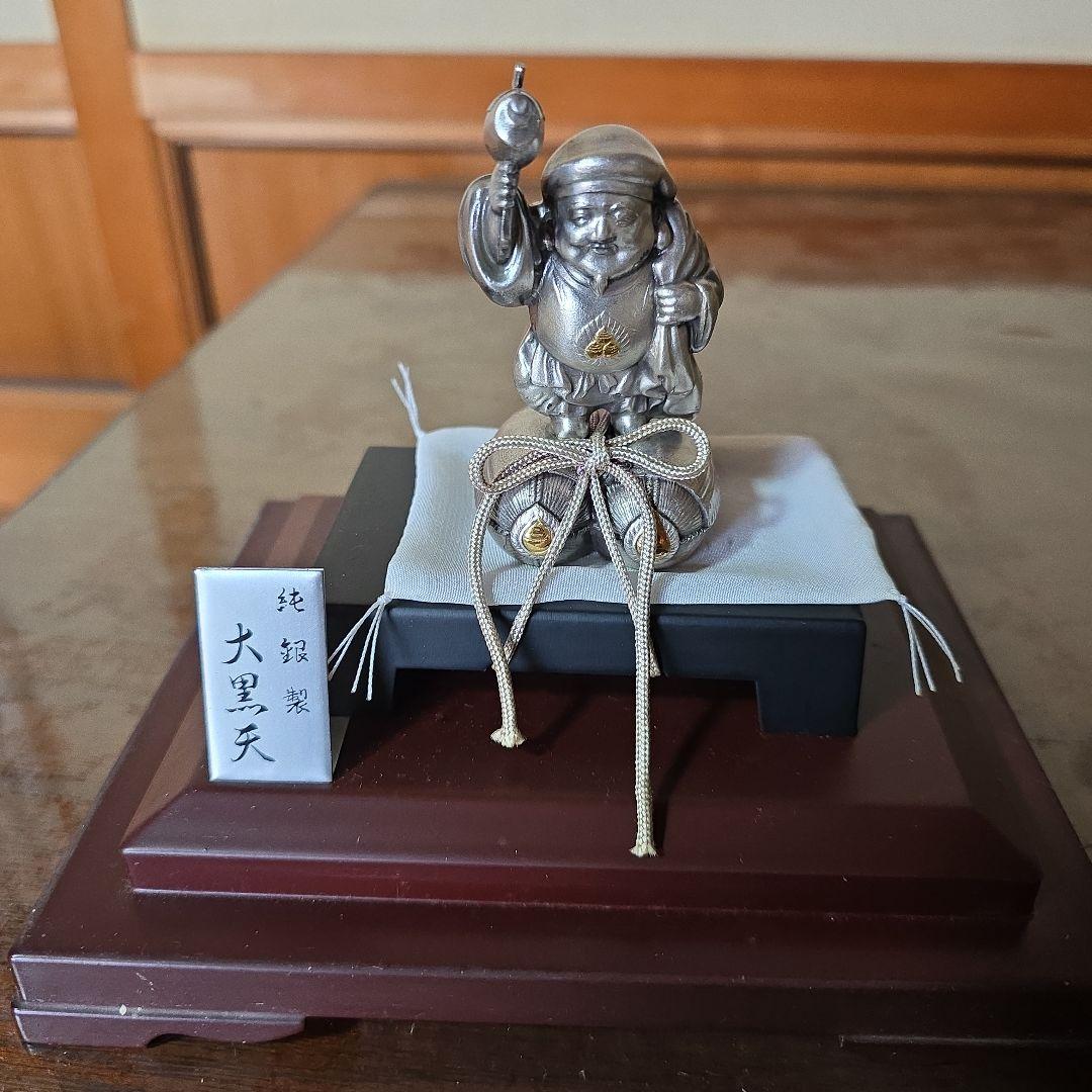 純銀製　大黒天　置物　縁起物