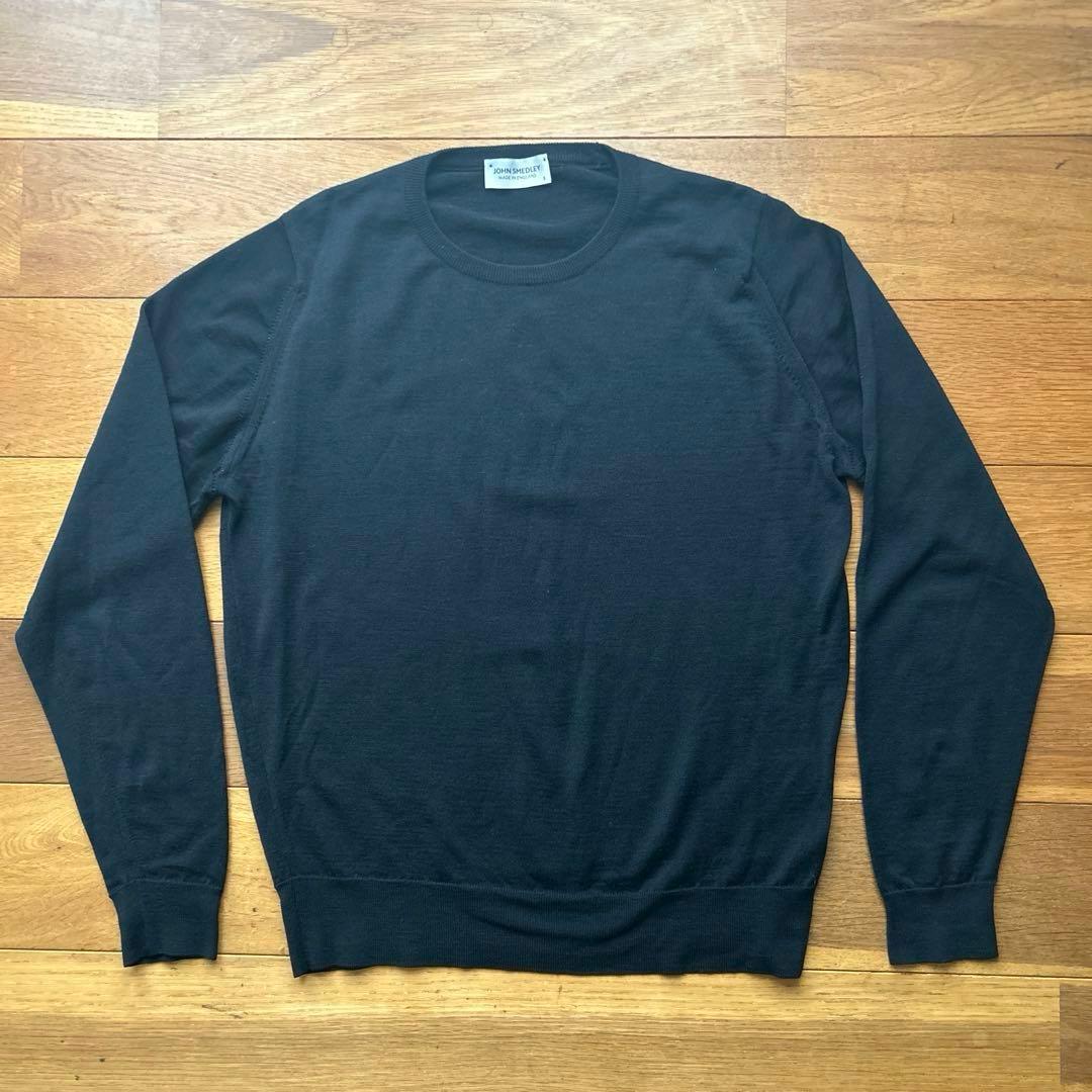 JOHN SMEDLEY ジョンスメドレー クルーネックニット ブラック S