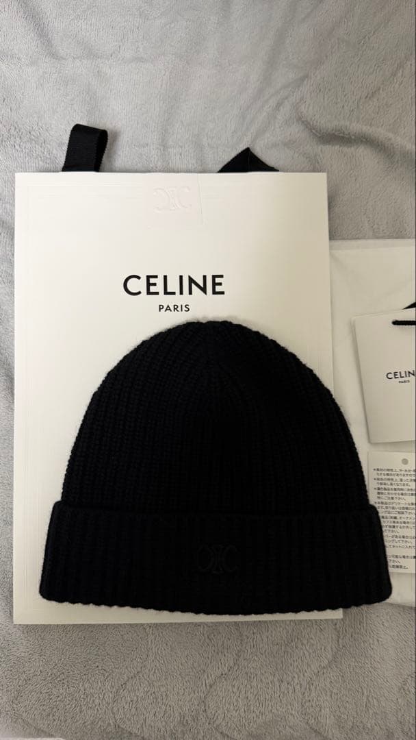 【本日特価】CELINEセリーヌ　トリオンフニット帽/スコティッシュカシミア