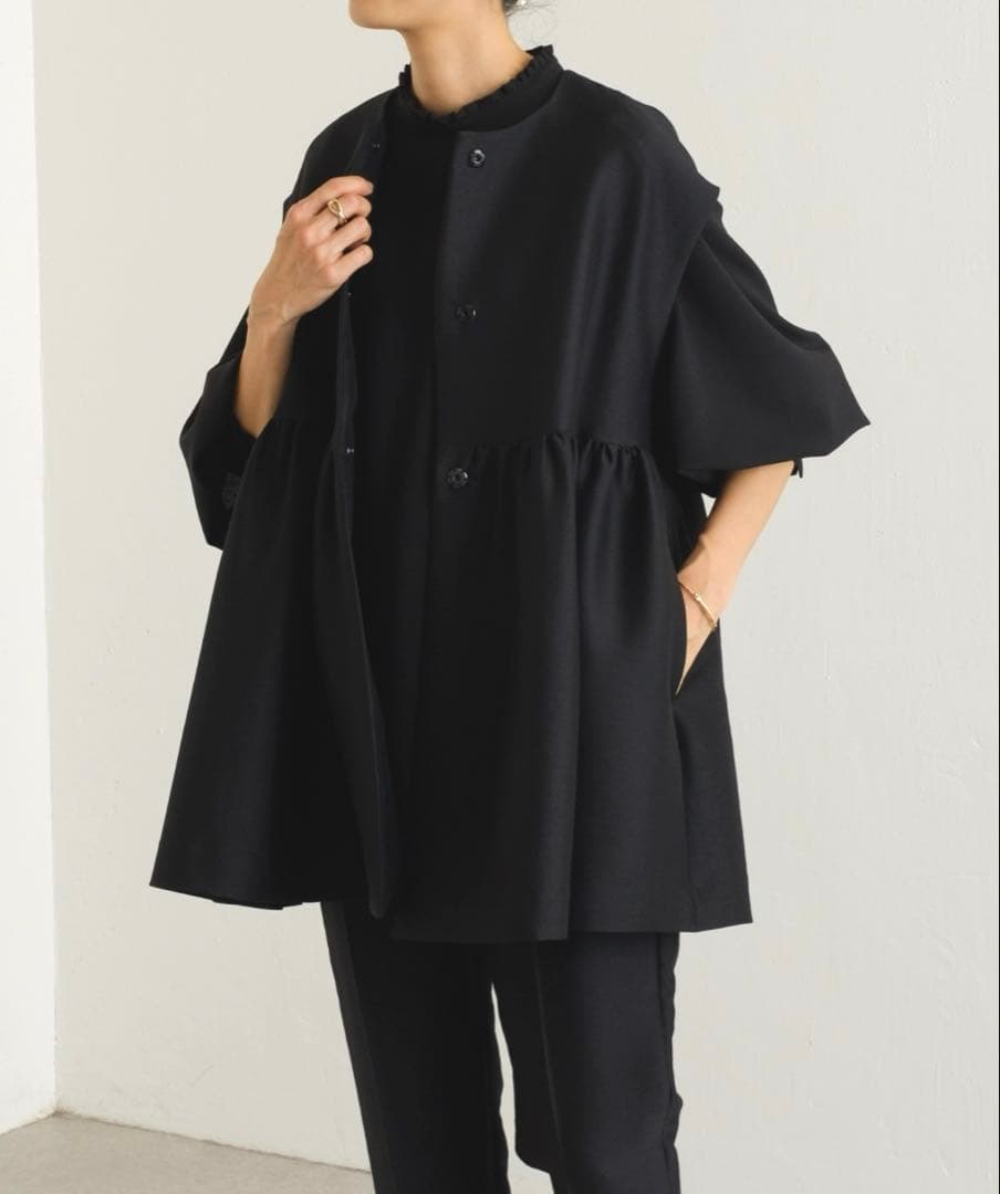 BEARDSLEY ペプラムギャザージレ ブラック フリーサイズ