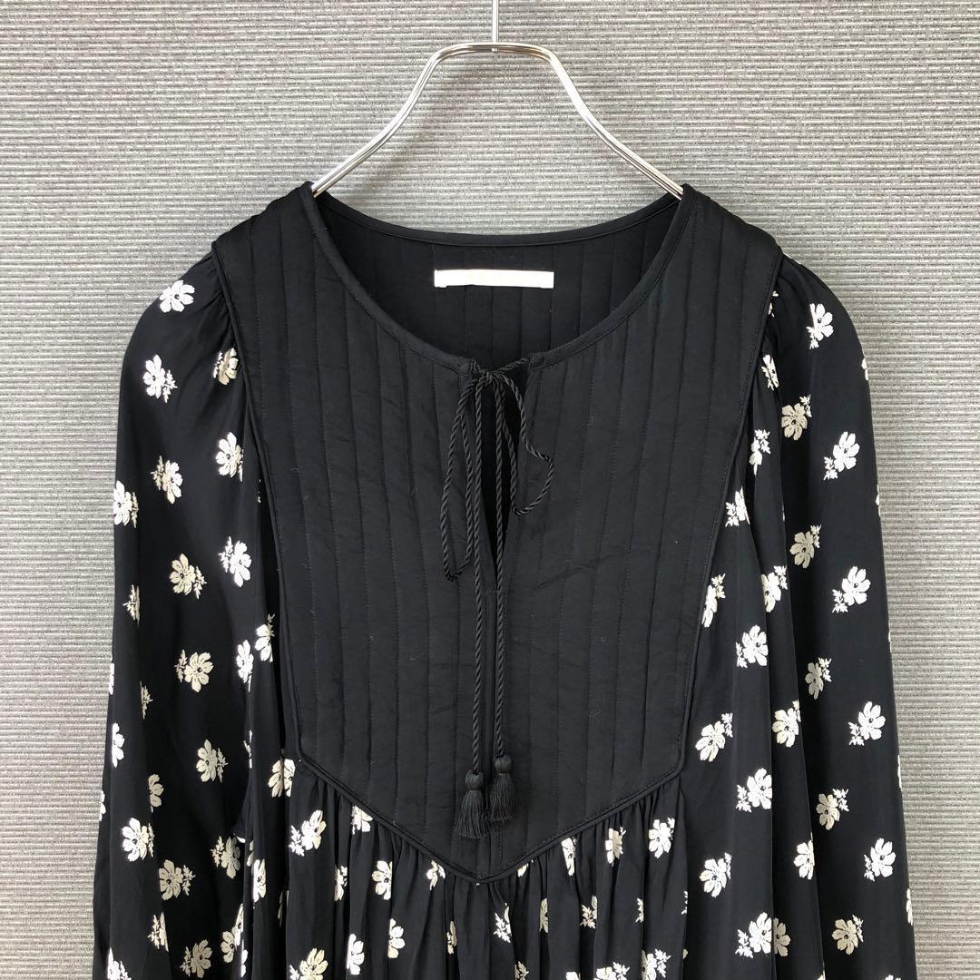 ne Quittez pas フラワープリント パネルドレス M ブラック