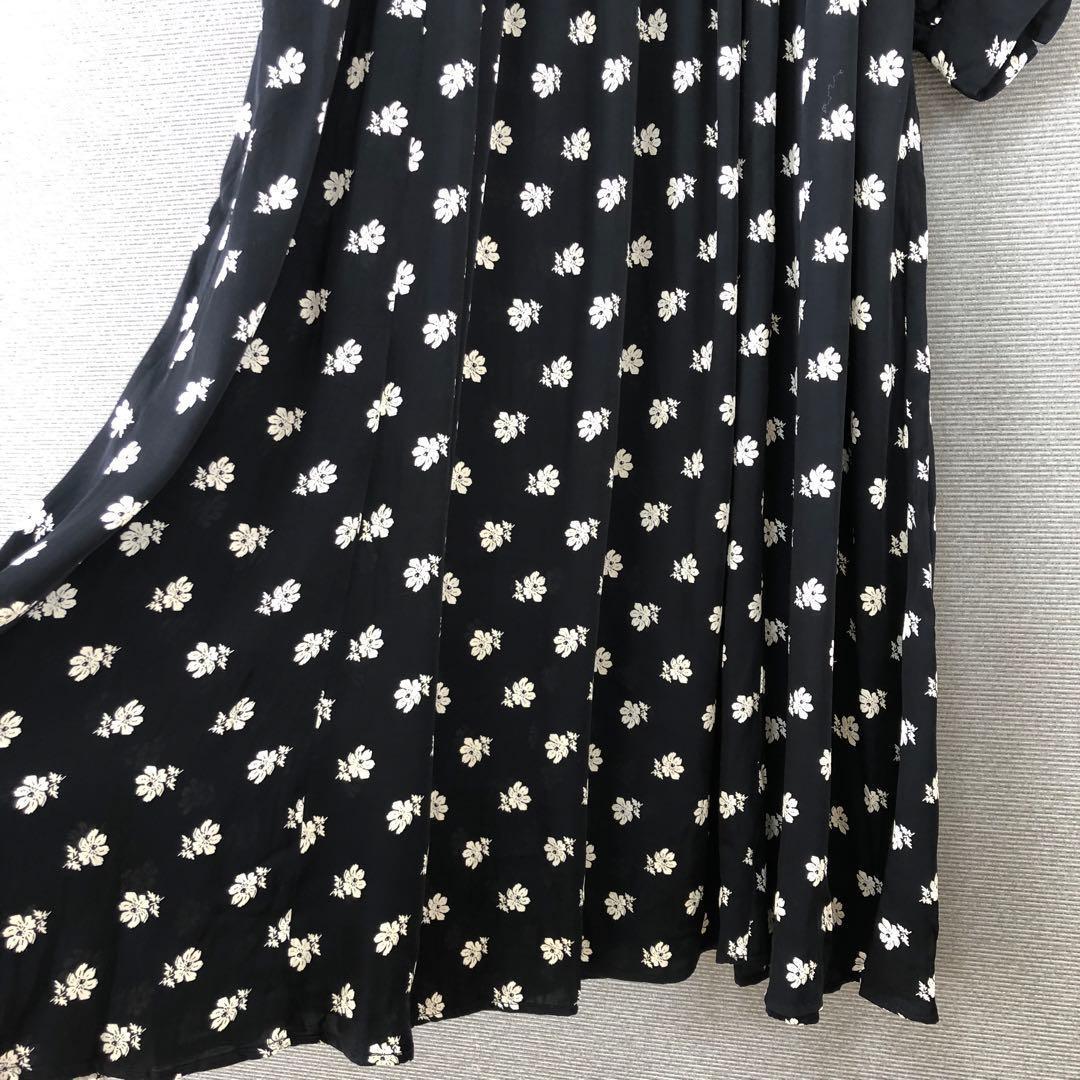 ne Quittez pas フラワープリント パネルドレス M ブラック