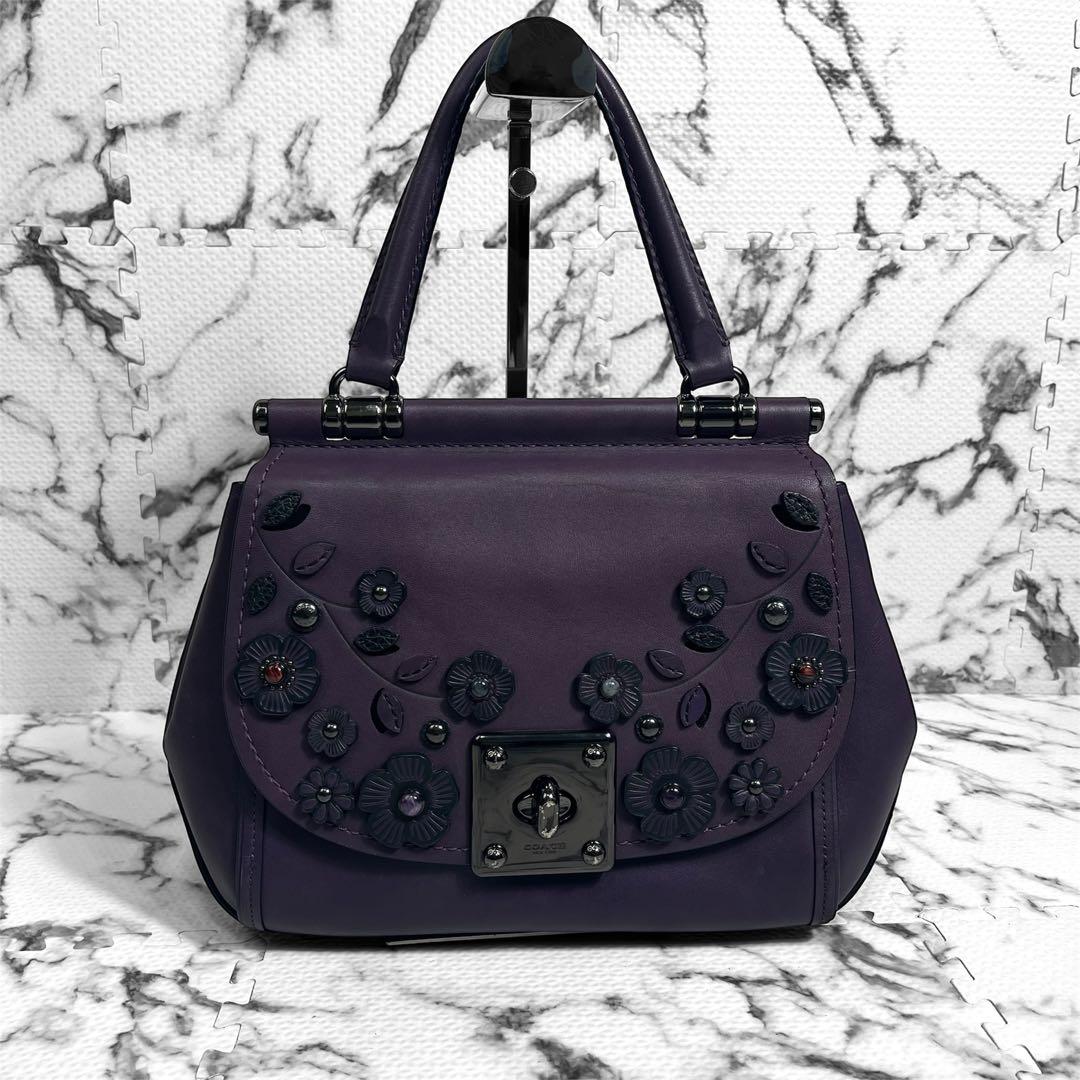 コーチ ハンドバッグ ティーローズ　ターンロック　レザー