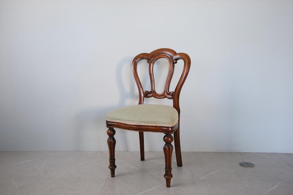 英国アンティーク木製バルーンバックダイニングチェア/サロンイス(90-121-5