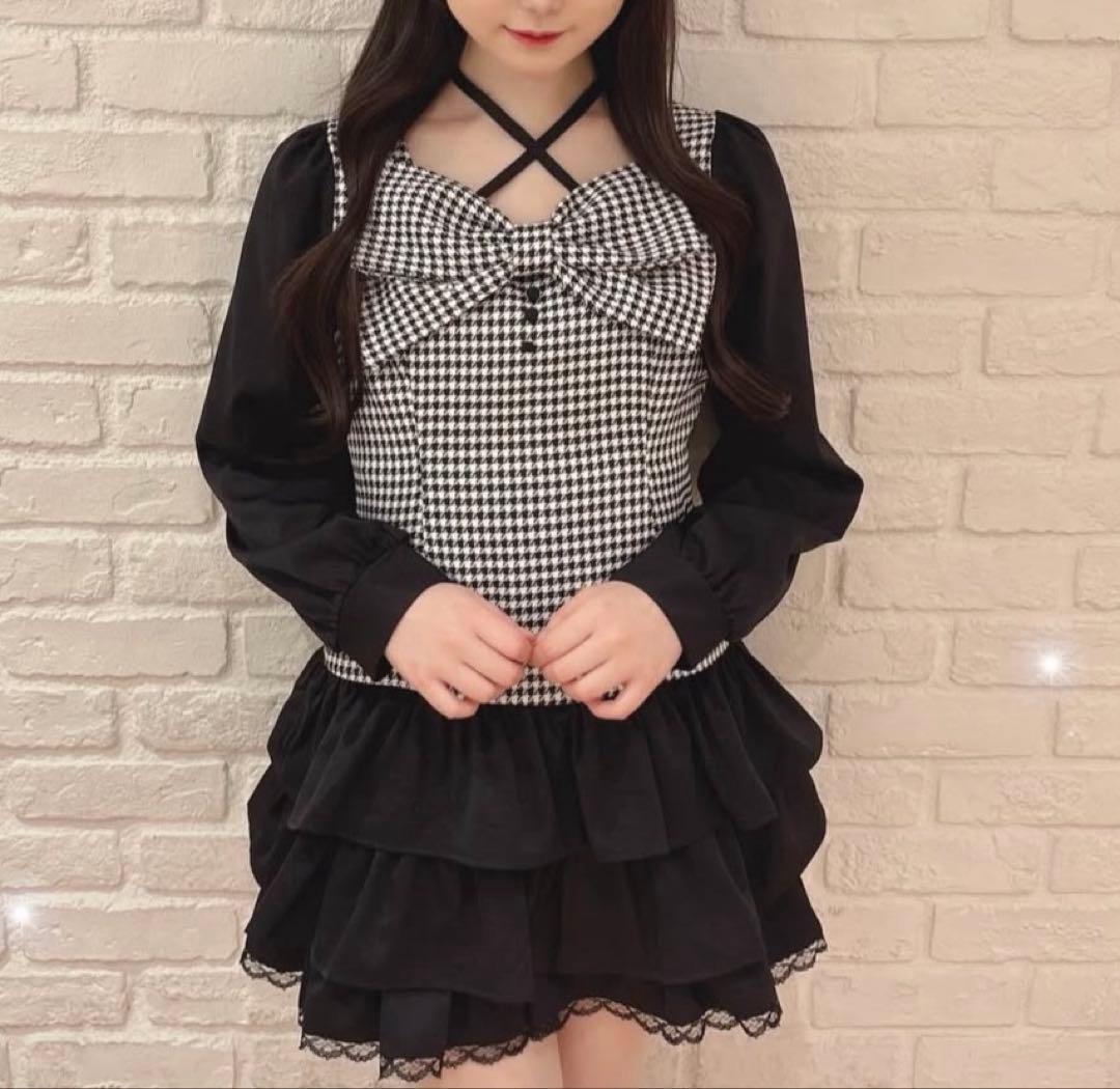 ♡evelyn ティアードリボンワンピース♡原宿店限定 千鳥柄