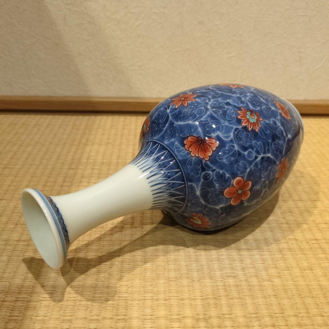 十四代今泉今右衛門‼️藍墨はじき花瓶‼️志野茶碗付き‼️