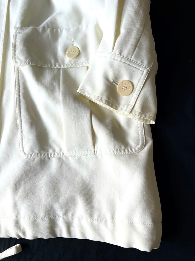 90s CELINE フーデッドコート ホワイト ヴィンテージ