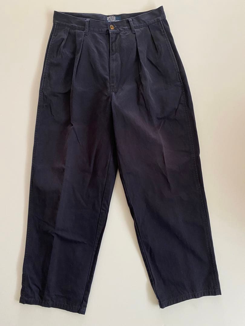 USA製 ポロラルフローレン 紺 ポロチノ 初期型 アンドリュー ツータック