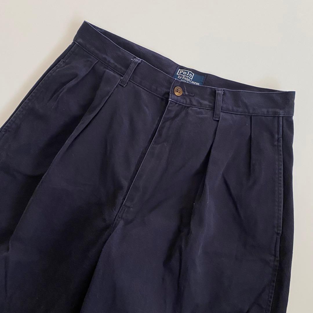 USA製 ポロラルフローレン 紺 ポロチノ 初期型 アンドリュー ツータック
