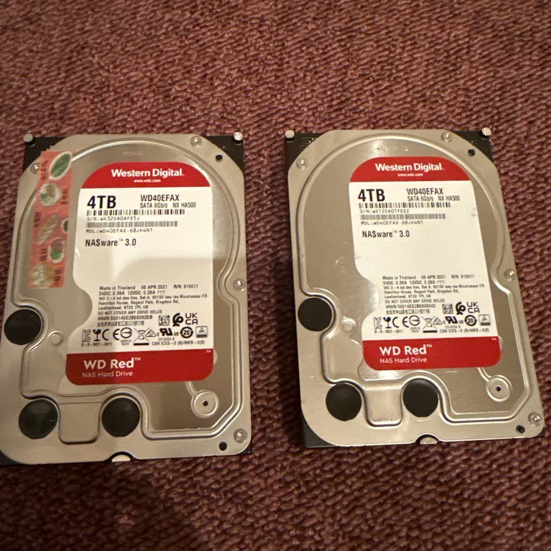 Western Digital WD Red 4TB WD40EFAX 2個