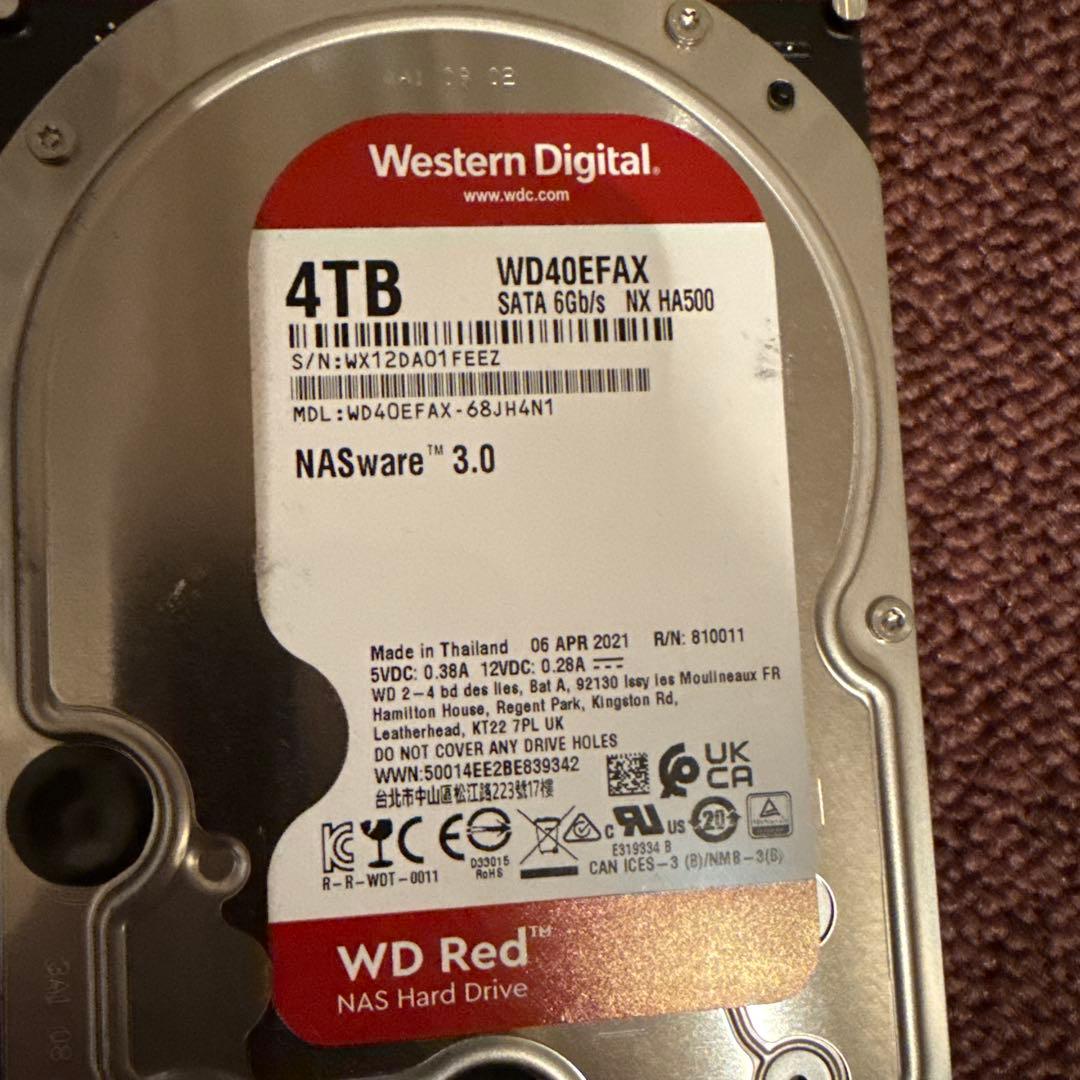 Western Digital WD Red 4TB WD40EFAX 2個
