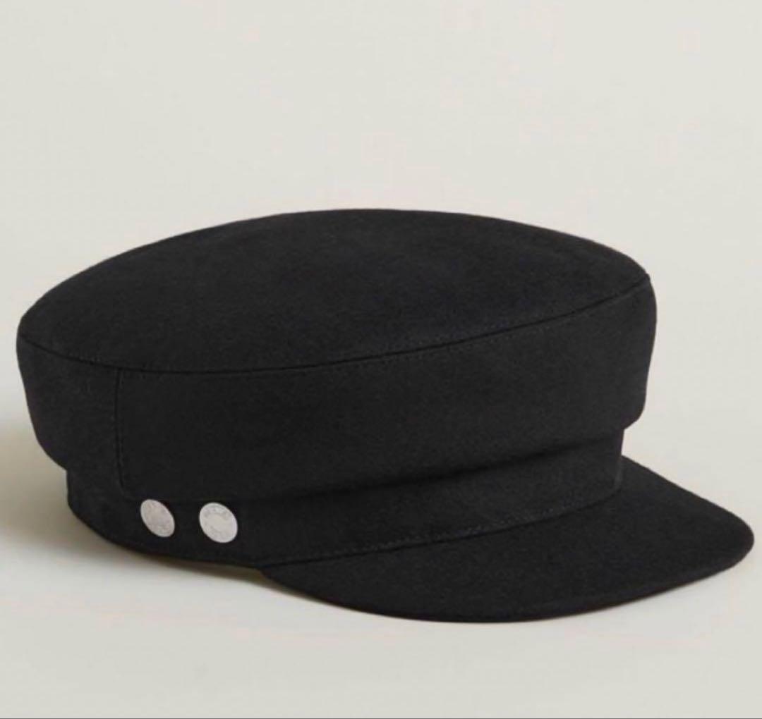 エルメス HERMES ブラックキャスケット ウール100% 美品 57cm