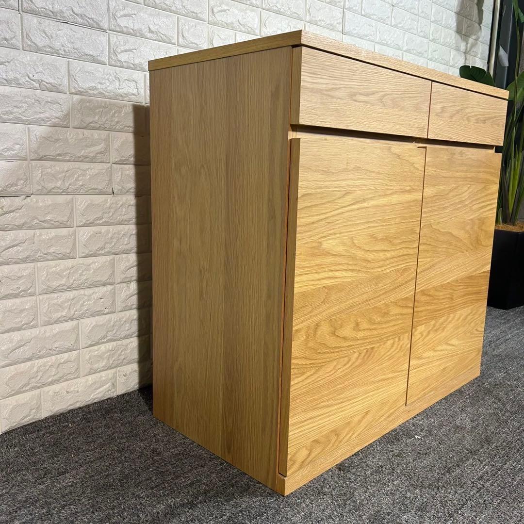 MUJI 無印良品 木製キャビネット 木扉 オーク材 収納家具 G058