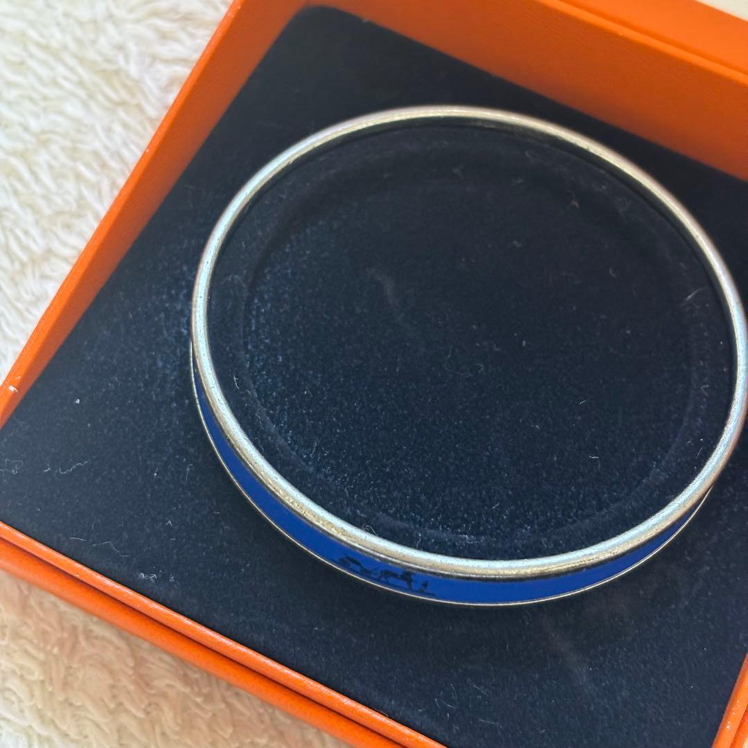 エルメス ブルー シルバーバングル バングル ブレスレット HERMES