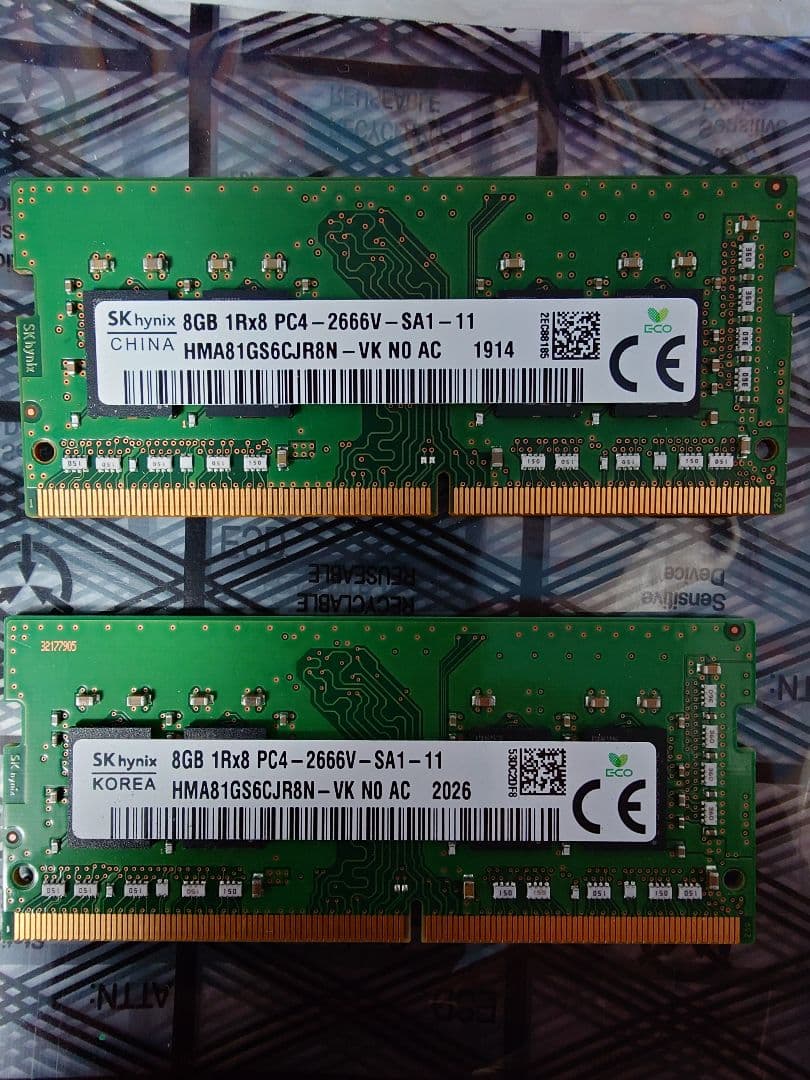 SK hynix 8GBx2枚 DDR4 2666MHz メモリ