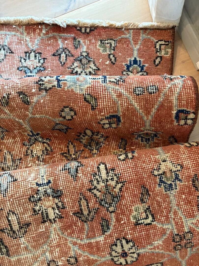 ヴィンテージラグ　サークルフラワー　テラコッタ　トルコ　アナトリア　ビンテージ