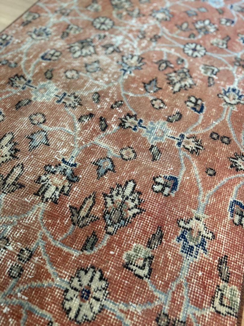 ヴィンテージラグ　サークルフラワー　テラコッタ　トルコ　アナトリア　ビンテージ