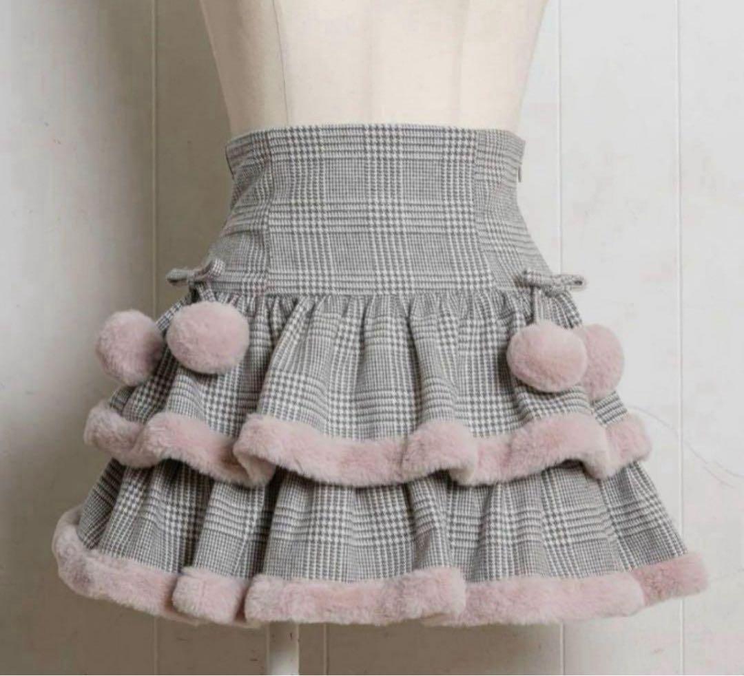 pium ピウム ファー付きティアードミニスカート 最安値