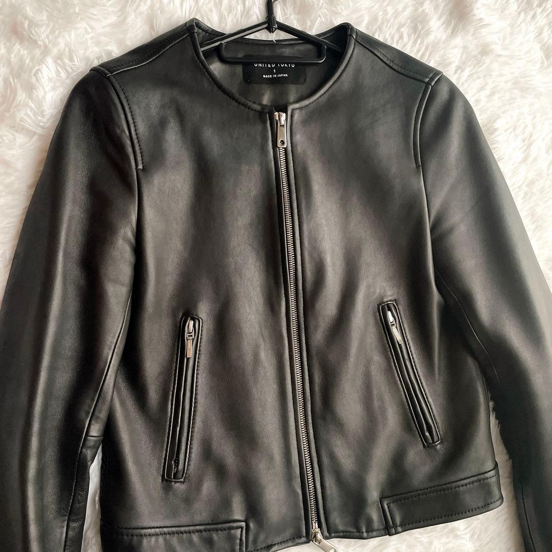 極美品⭐︎UNITED TOKYO ラムレザー 黒 シングルライダース ジャケット