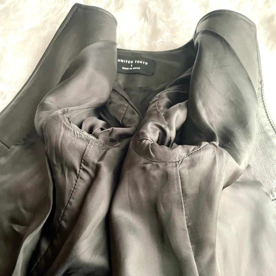 極美品⭐︎UNITED TOKYO ラムレザー 黒 シングルライダース ジャケット