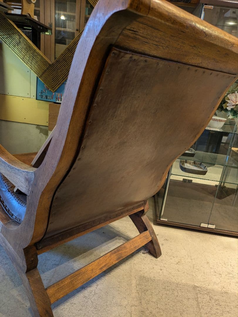 アジアン家具 本革ラウンジチェアー リラックス ヴィンテージ アンティーク