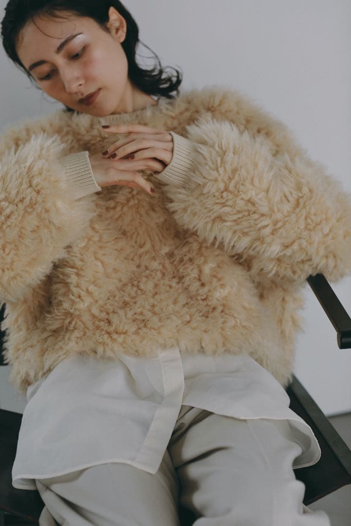 新品think fur 2Way ベージュファーカーディガン