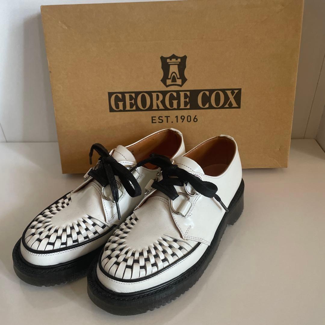 E COX ホワイトDリング編み込みシューズサイズUK3
