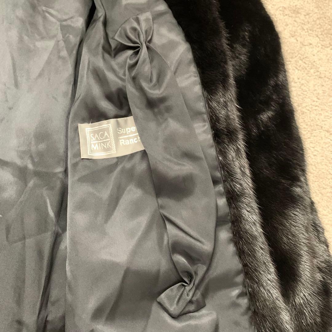 うさぎ　サガミンク　ファー　毛皮　銀タグ　コート　ブラック