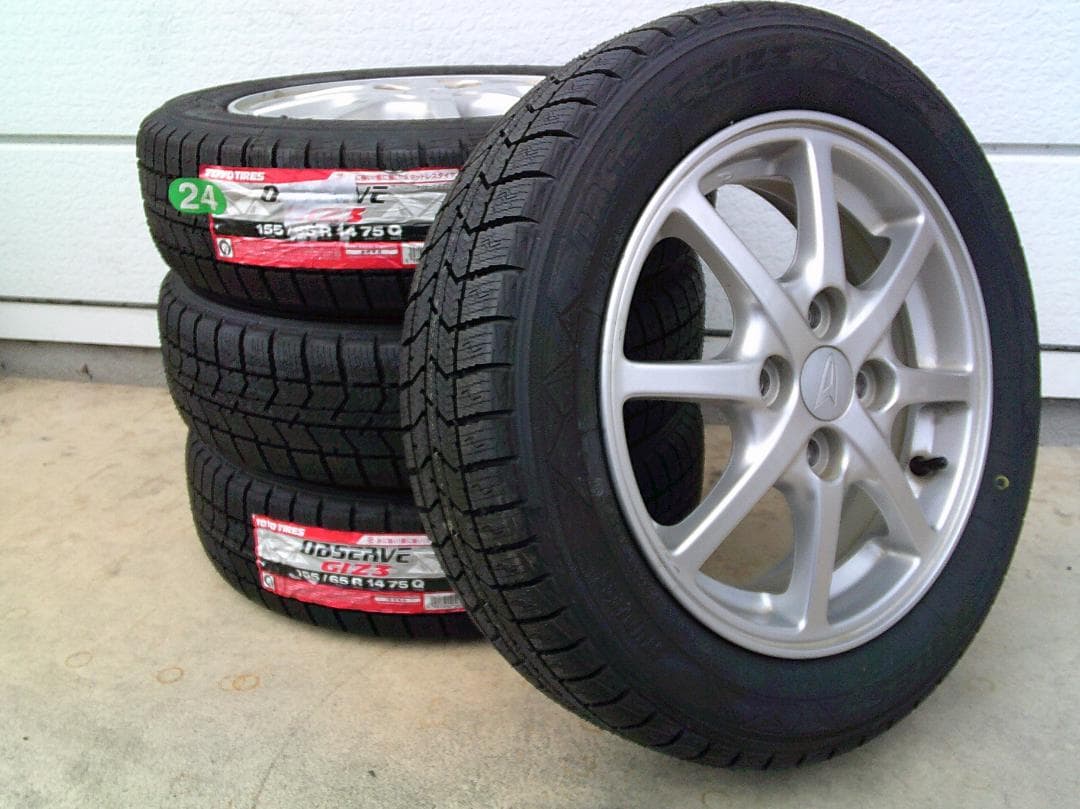 送料込★新品トーヨースタッドレス+ダイハツ純正★155/65R14★24年製★