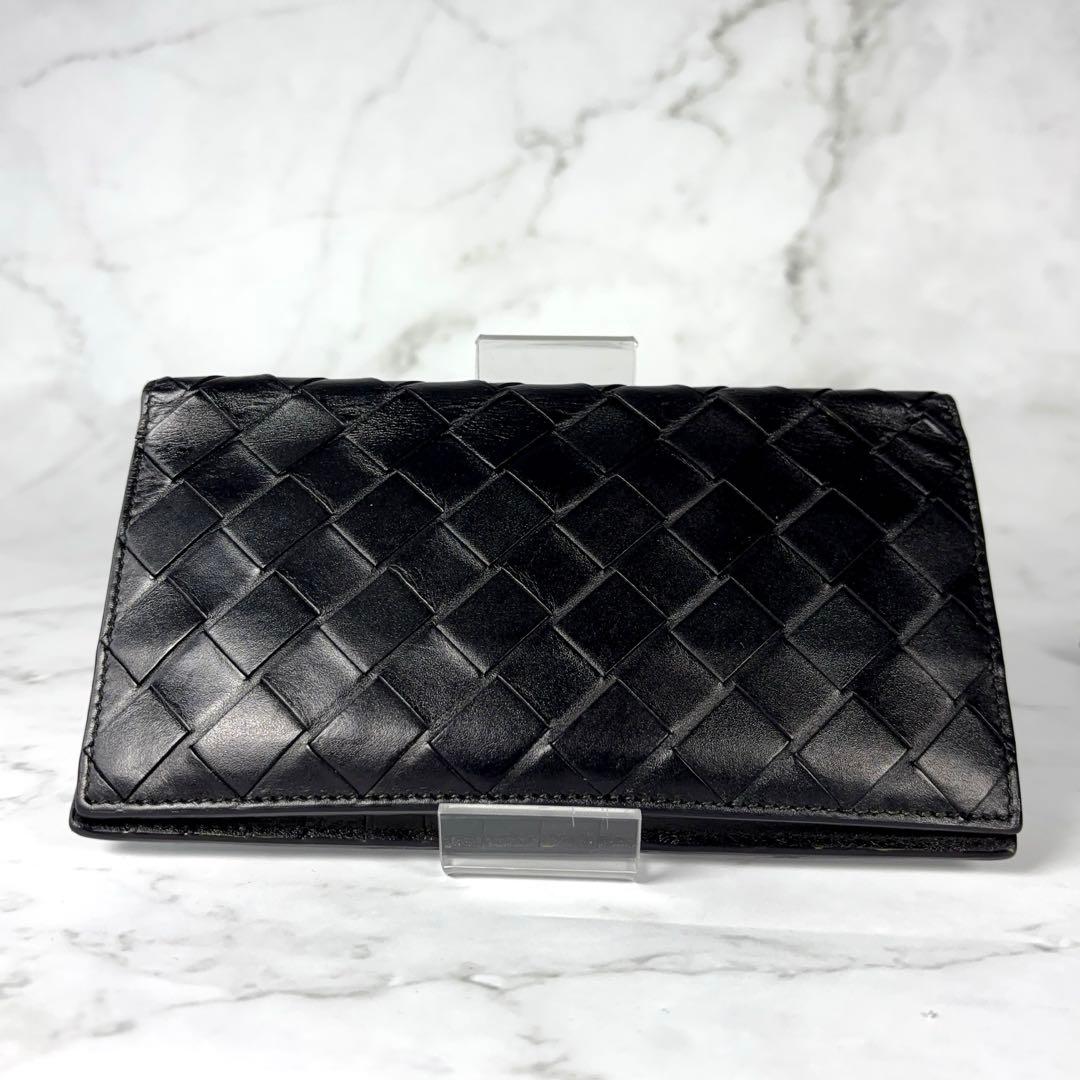 BOTTEGA VENETA 2つ折り 長財布 イントレチャート ブラック