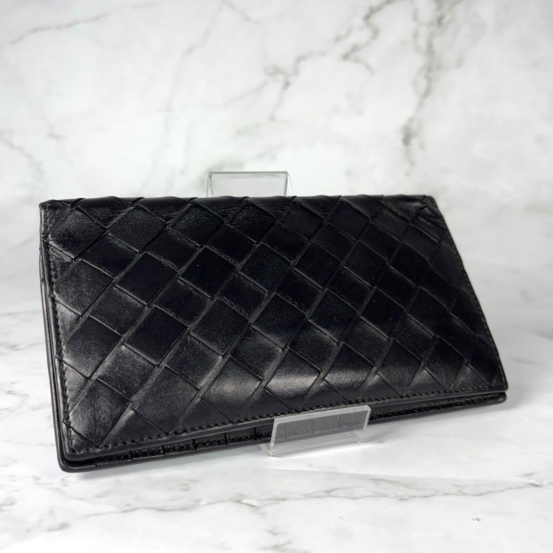 BOTTEGA VENETA 2つ折り 長財布 イントレチャート ブラック