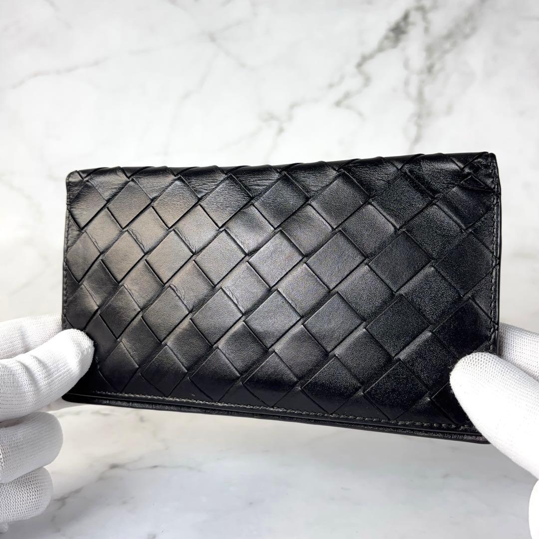 BOTTEGA VENETA 2つ折り 長財布 イントレチャート ブラック