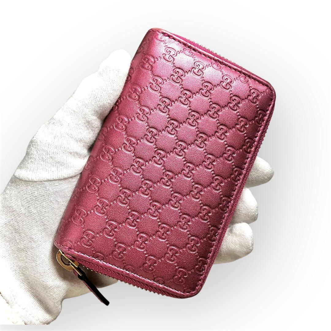 美品❤︎GUCCIグッチ マイクロシマ ケース /カードケース モーヴピンク