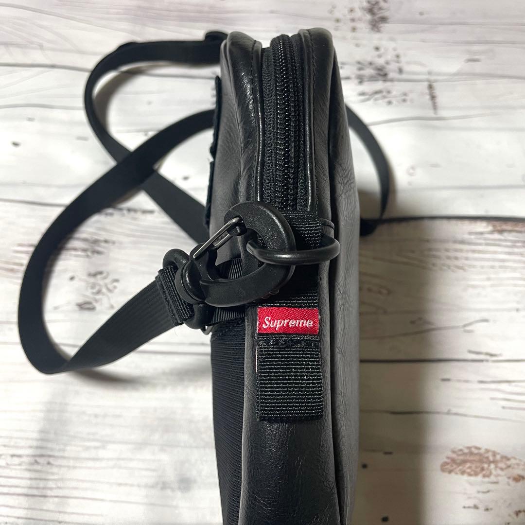 【本革】Supreme ノースフェイス　レザー　ショルダーバッグ　ポーチ　黒