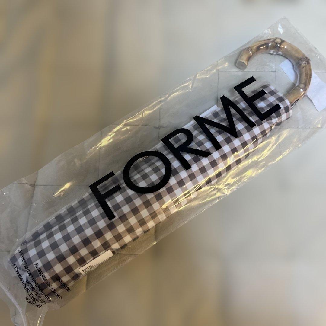 FORME 東原亜希 晴雨兼用折りたたみ　日傘 ブラウン ギンガムチェック