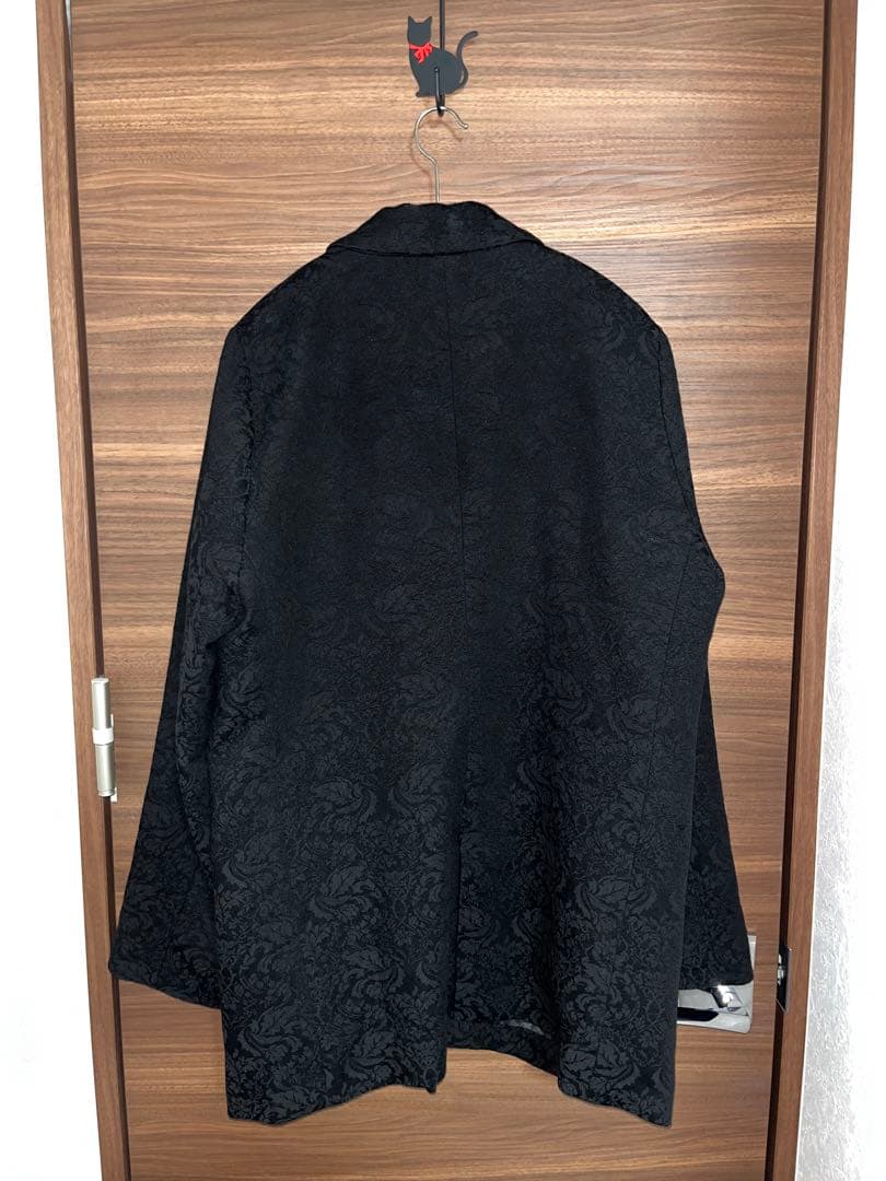 レース模様 黒 テーラードジャケット VINTAGEジャガード2WAYジャケット