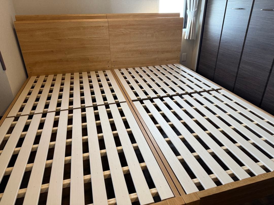 木製シングルベッドフレーム 収納付き　ニトリ