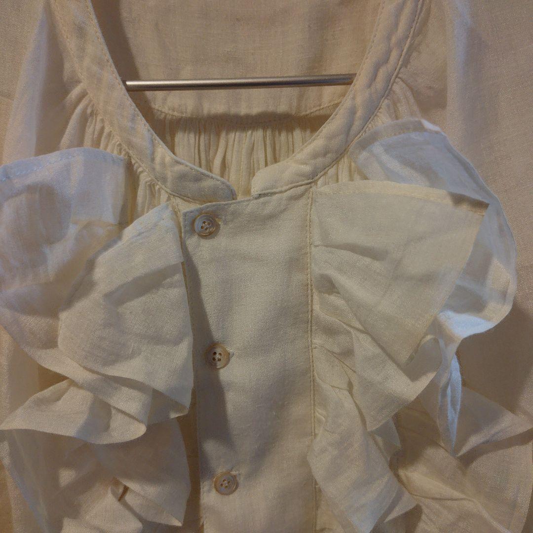 45rpm　タッサーカディのフリルブラウス　SIZE3　コットンシルク　シャツ