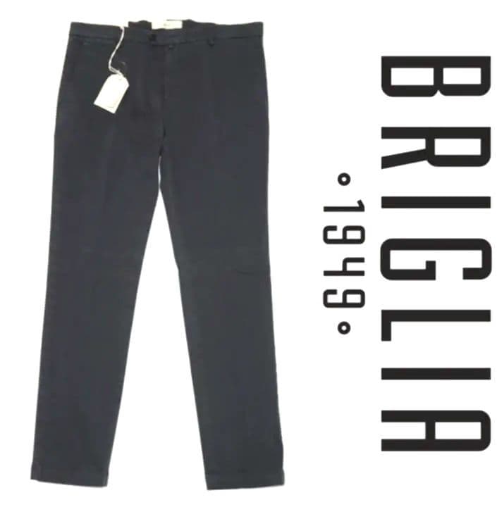 新品タグ付【ブリリア 1949】秋冬コットンストレッチ ノープリーツパンツ 46