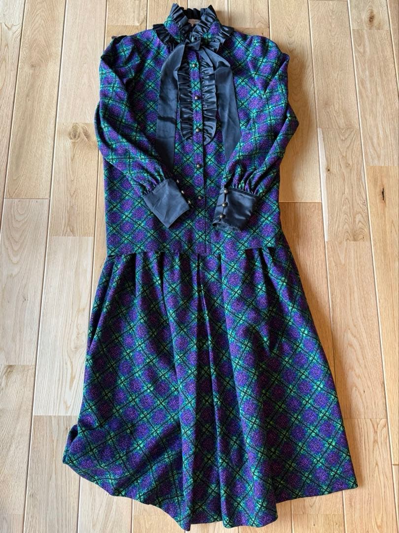 合馬公式アカウント1イヴ・サンローラン　ヴィンテージチェックワンピース M