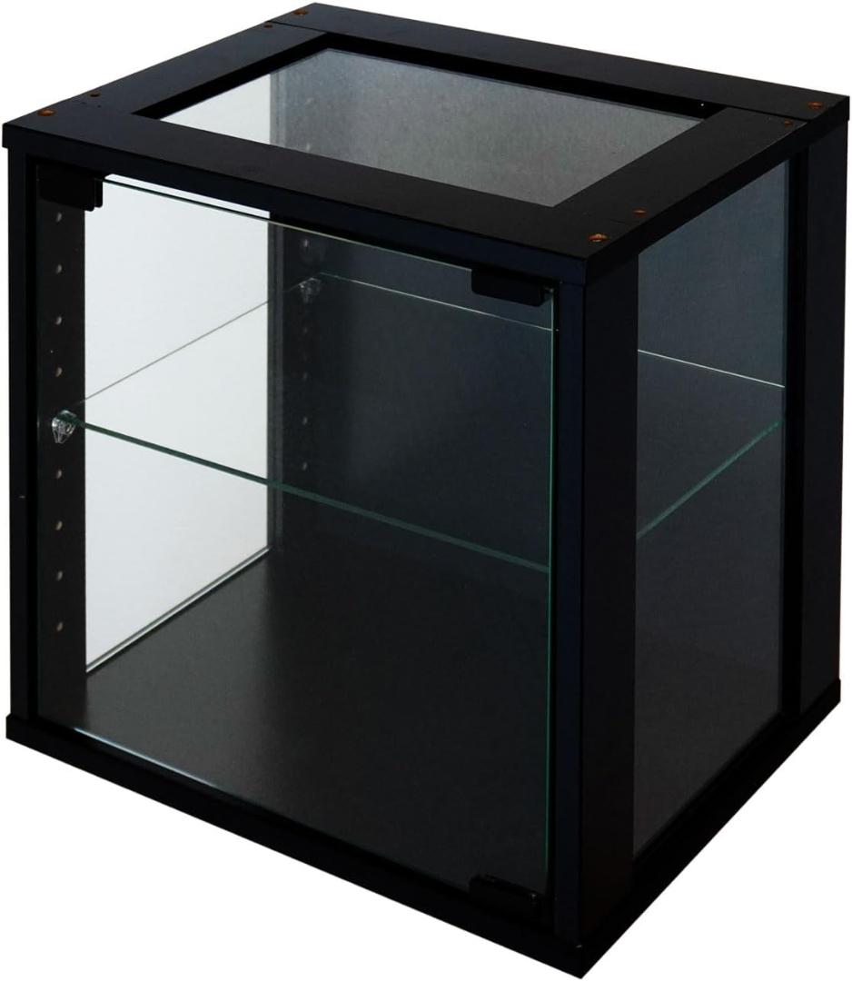 地球家具 キューブボックス 2点 側面ガラスタイプ CC-3828TG 黒