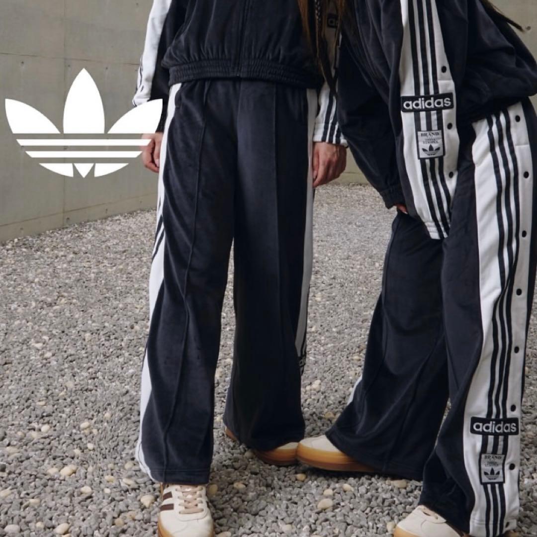 新品S⭐️adidasアディブレイク ベロア トラックパンツ ブラック 重盛さと美