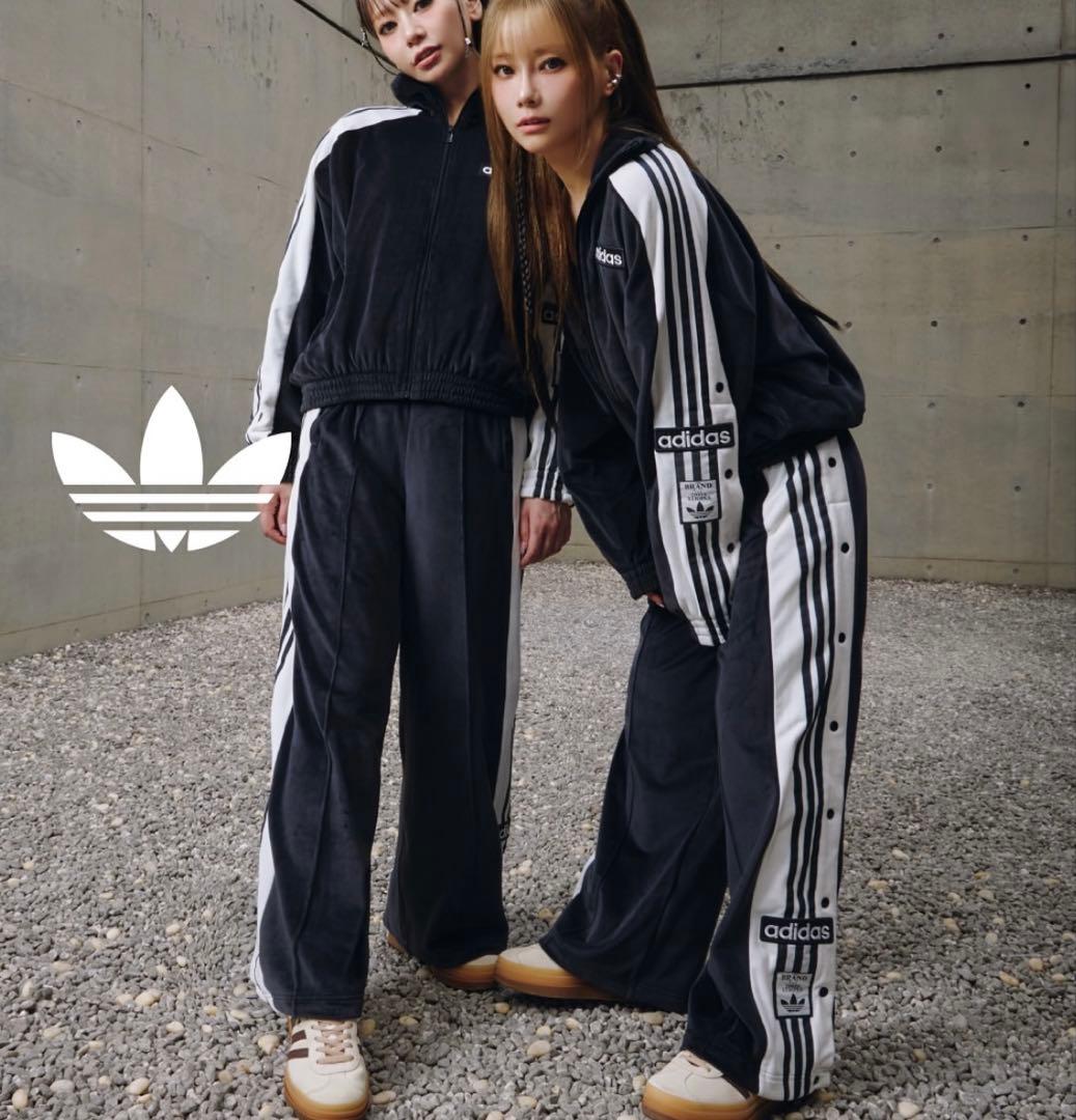新品S⭐️adidasアディブレイク ベロア トラックパンツ ブラック 重盛さと美