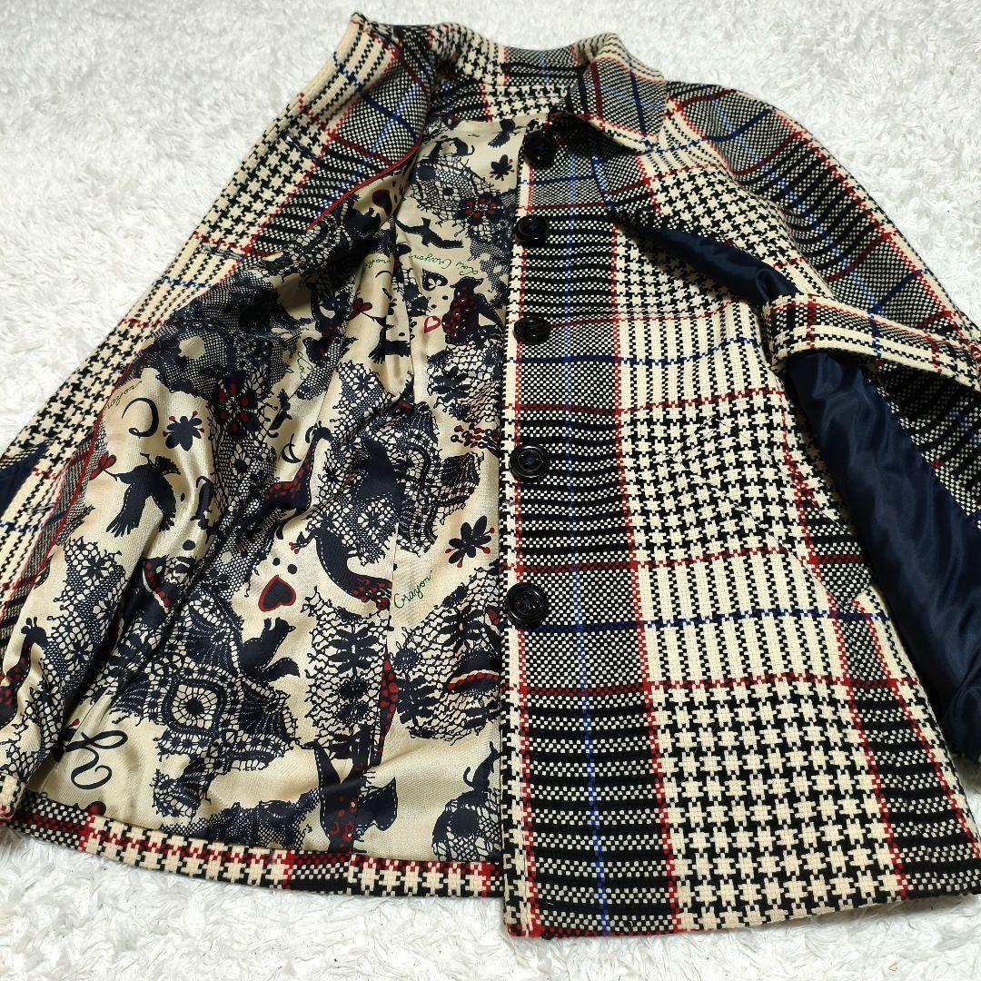 LoisCRAYON ロイスクレヨン ポンチョ ファー コート ケープ チェック